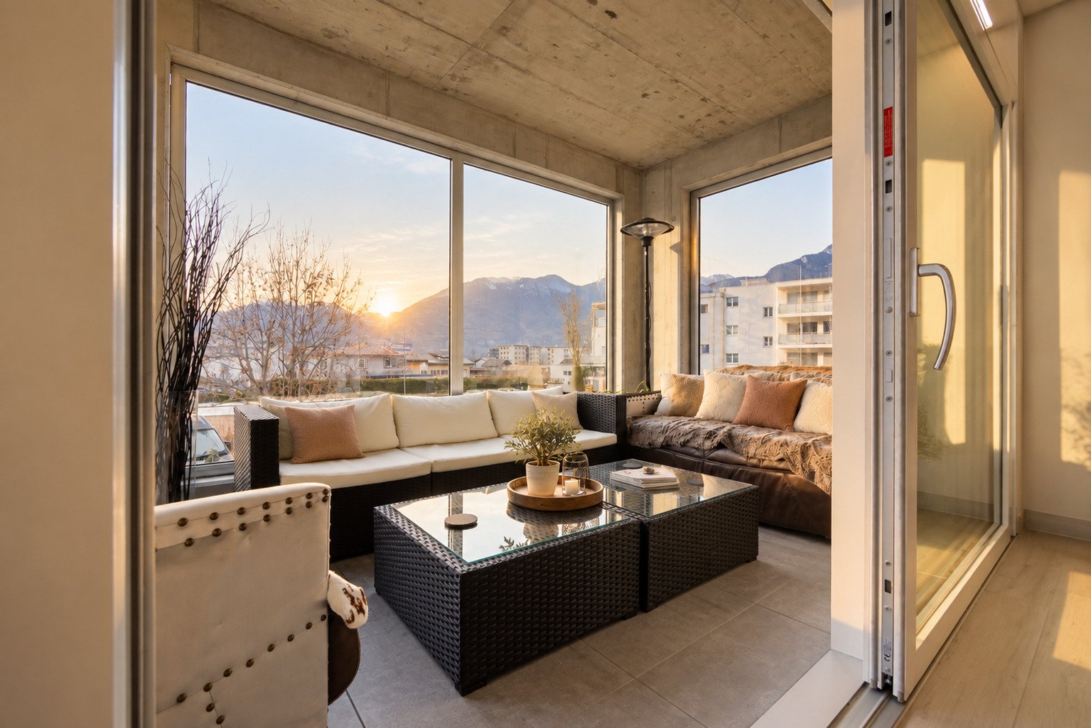 Magnifique attique 3½ pces- grande terrasse 87m2 + véranda -Aproz-Sion
